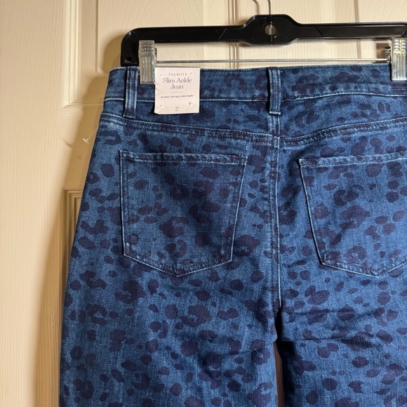 Talbots Navy Blue Leopard Patterned Skinny Jeans Size 2 - Picture 6 of 13